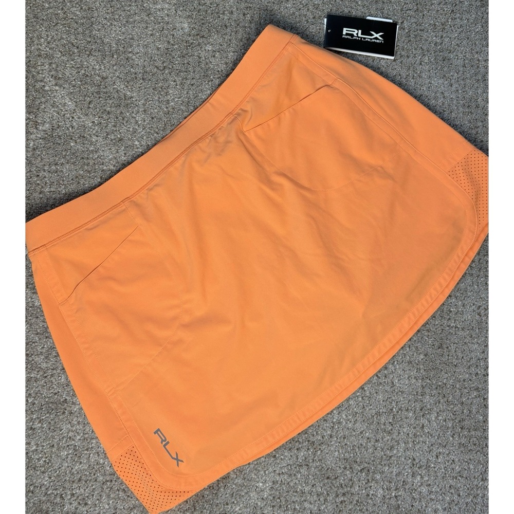 NEW RLX Ralph Lauren Skort Women's Large Pull On Golf Orange‎ WICKING STRETCH